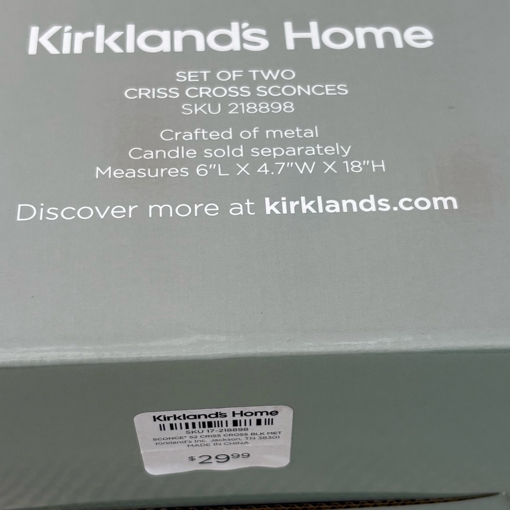 Kirklands Black Criss Cross Sconces Set - Picture 5 of 6